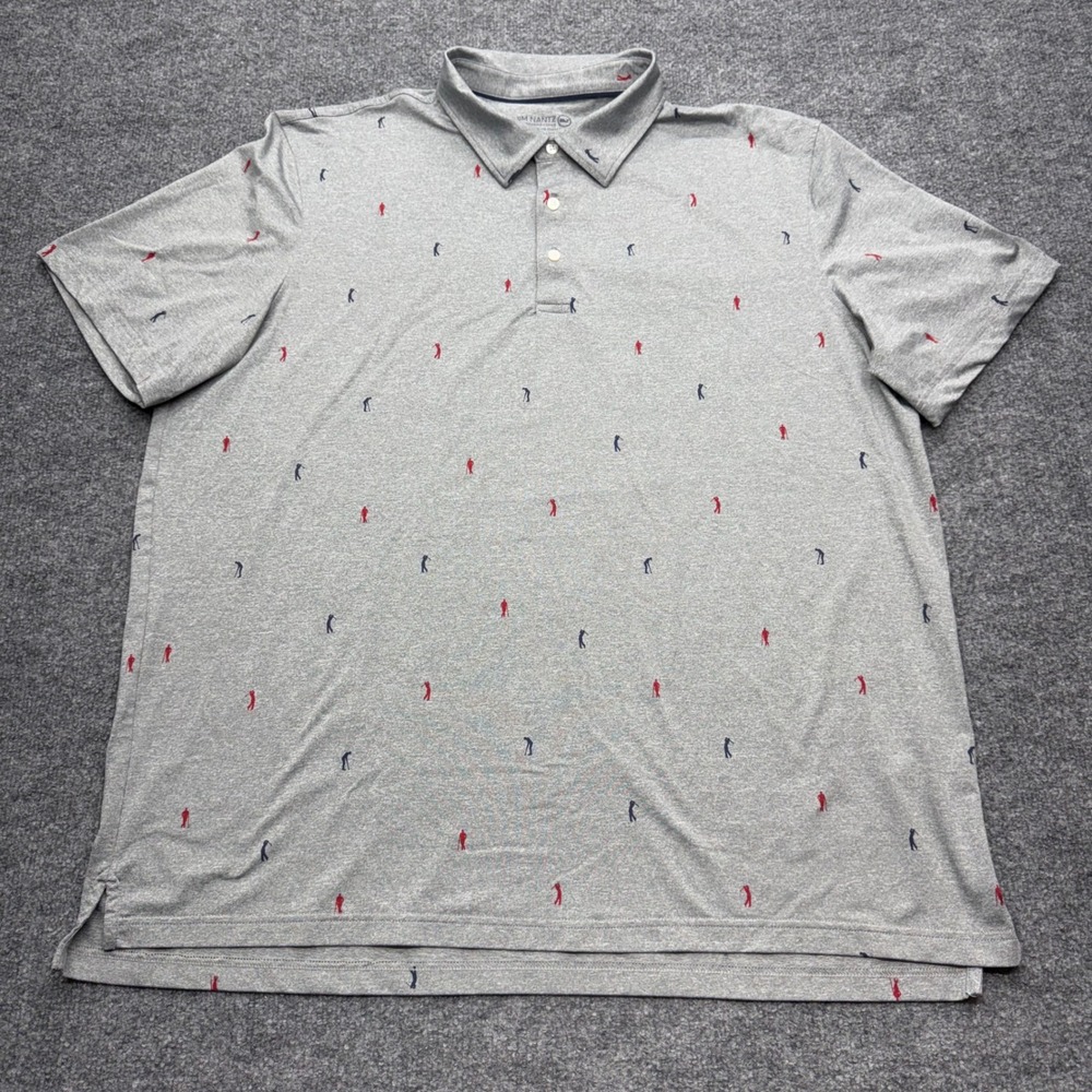 Vineyard Vines Jim Nantz Mens XXL Grey Embroidered Golfer brrr Performance Polo - Picture 1 of 7